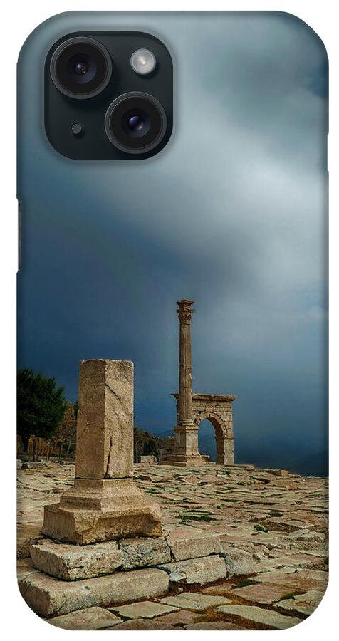 Roman iPhone Case featuring the photograph Column and arches of ancient Roman agora #4 by Steve Estvanik