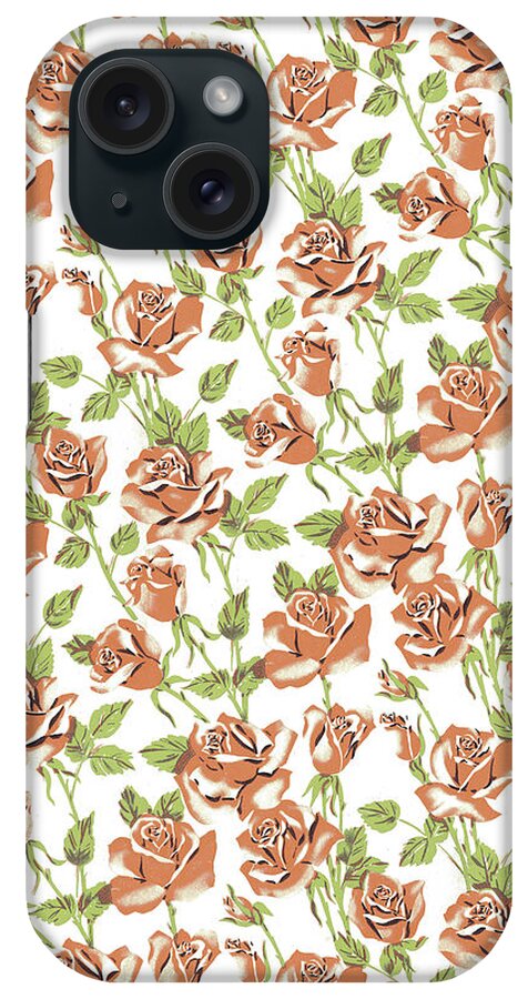 Background iPhone Case featuring the drawing Rose Pattern #4 by CSA Images