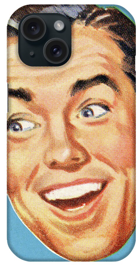 Adult iPhone Case featuring the drawing Smiling Man Looking to the Side #4 by CSA Images