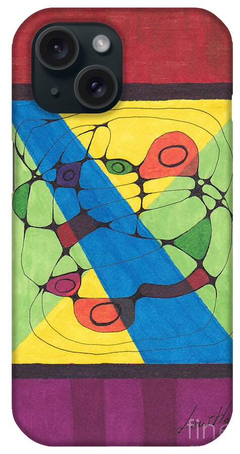 Lew Hagood iPhone 15 Case featuring the mixed media 46.AB.1 Abstract by Lew Hagood