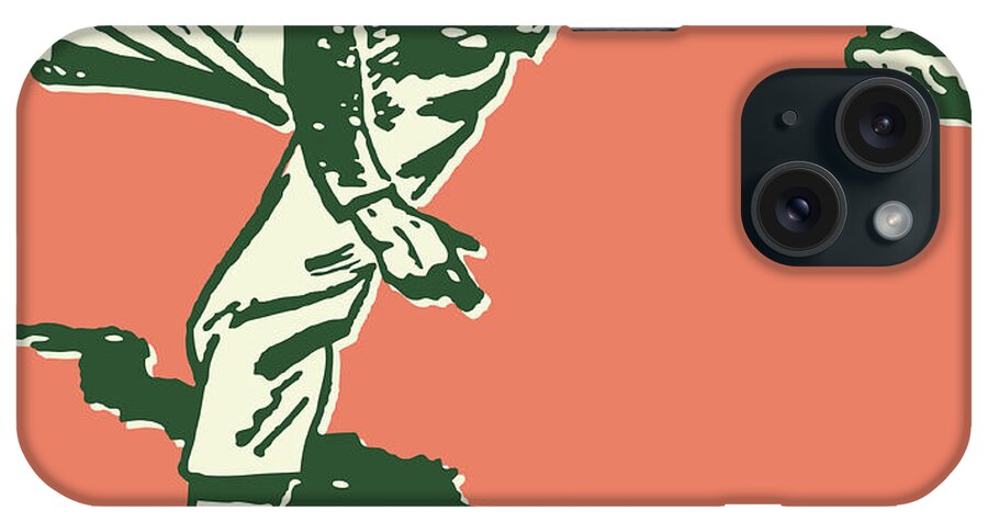 Accessories iPhone Case featuring the drawing Baseball Pitcher About to Throw #5 by CSA Images