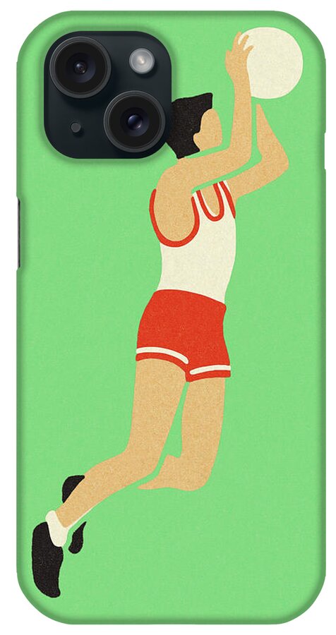 Action iPhone Case featuring the drawing Basketball Player #5 by CSA Images