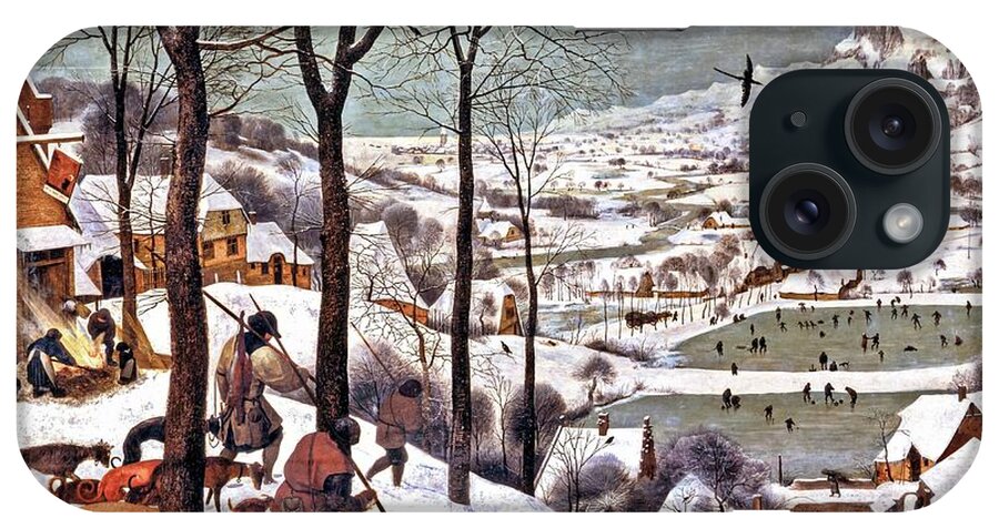 Snow iPhone Case featuring the painting Hunters In The Snow by Pieter Bruegel The Elder
