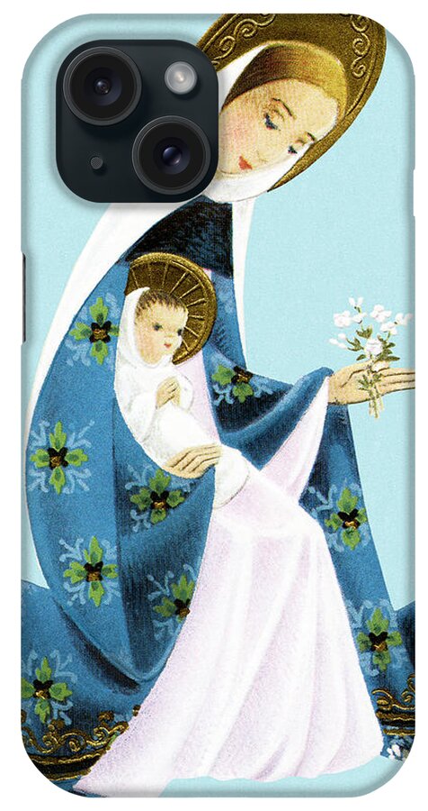 Adult iPhone Case featuring the drawing Madonna and Child #5 by CSA Images
