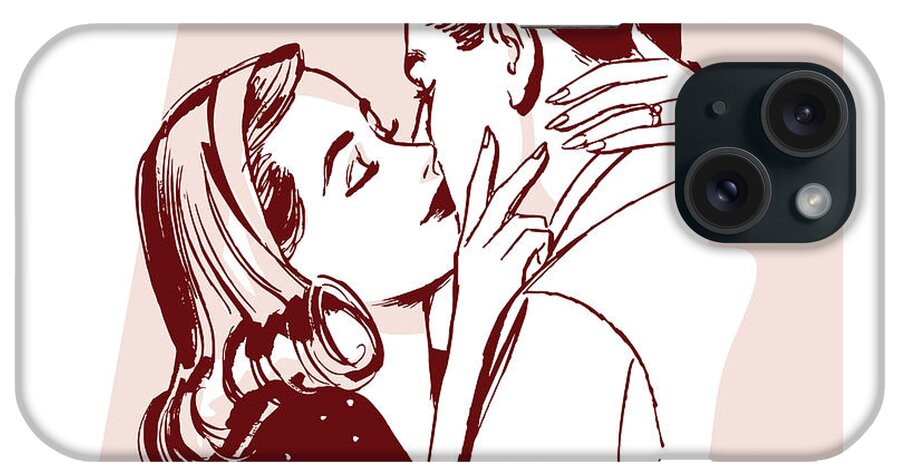 Admire iPhone Case featuring the drawing Man and Woman Kissing #5 by CSA Images