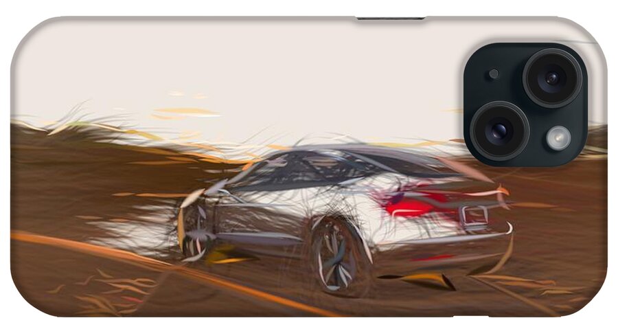 Tesla iPhone Case featuring the digital art Tesla Model 3 Prototype Draw #6 by CarsToon Concept