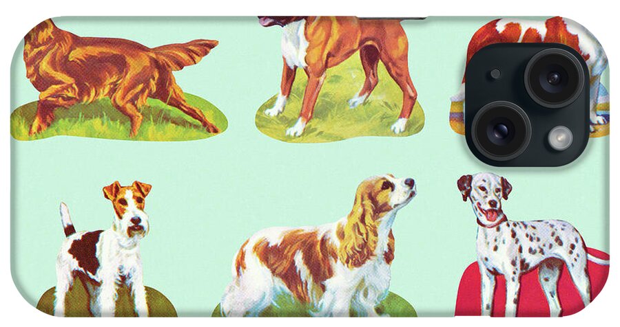 Animal iPhone Case featuring the drawing Variety of Dogs #5 by CSA Images