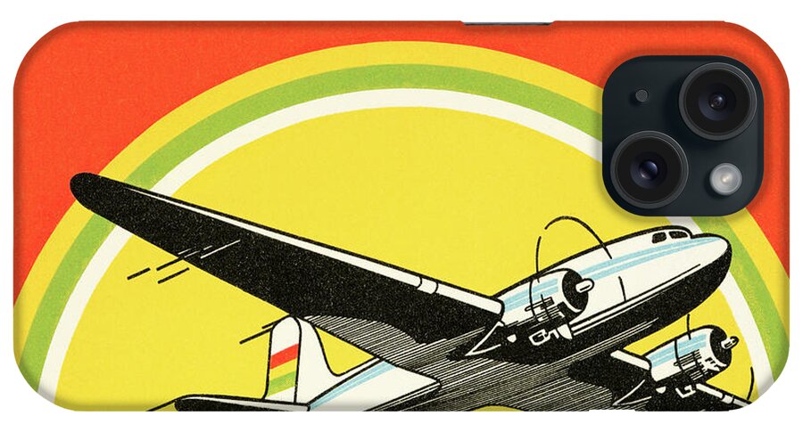 Air Travel iPhone Case featuring the drawing Airplane #58 by CSA Images