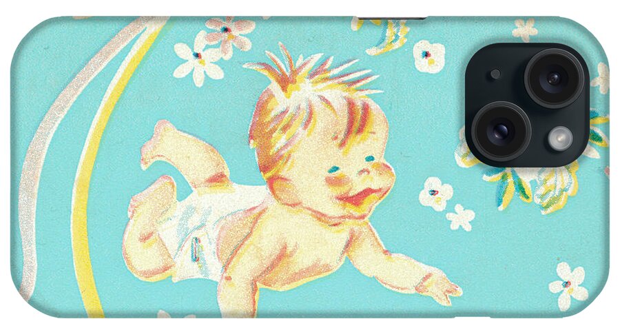 Background iPhone Case featuring the drawing Baby pattern #6 by CSA Images