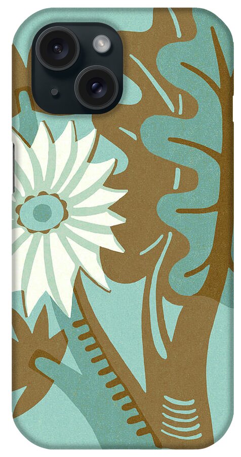 Abstract iPhone Case featuring the drawing Flower and Leaves #6 by CSA Images