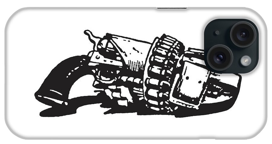 Ammunition iPhone Case featuring the drawing Revolver #6 by CSA Images