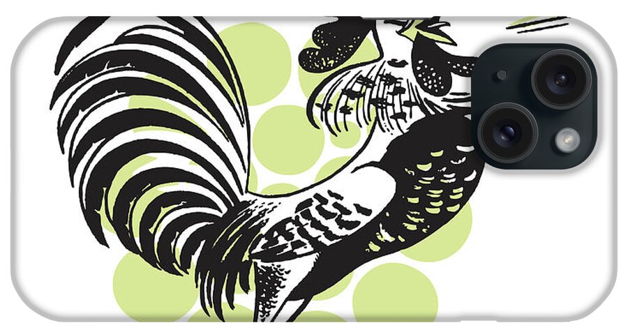 Agriculture iPhone Case featuring the drawing Rooster Crowing #6 by CSA Images