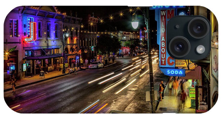 Estock iPhone Case featuring the digital art 6th Street At Night, Austin, Texas by Milton Photography
