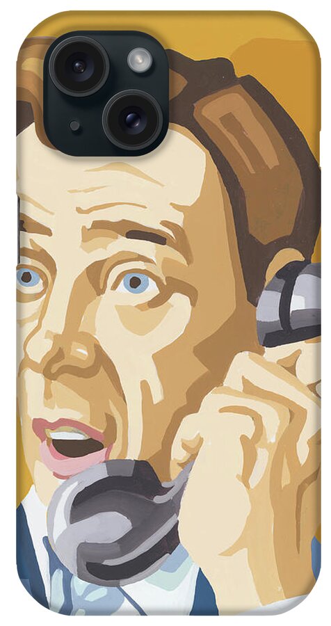 Adult iPhone Case featuring the drawing Man Talking on the Telephone #7 by CSA Images