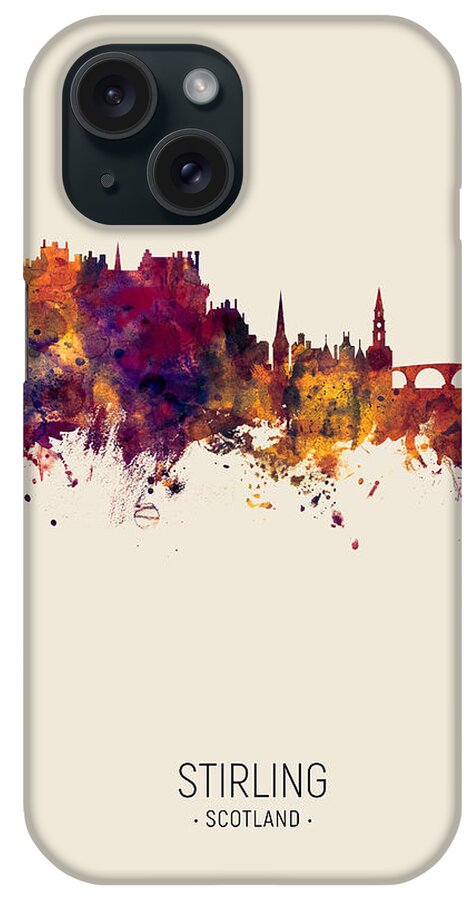 Stirling iPhone Case featuring the digital art Stirling Scotland Skyline #8 by Michael Tompsett