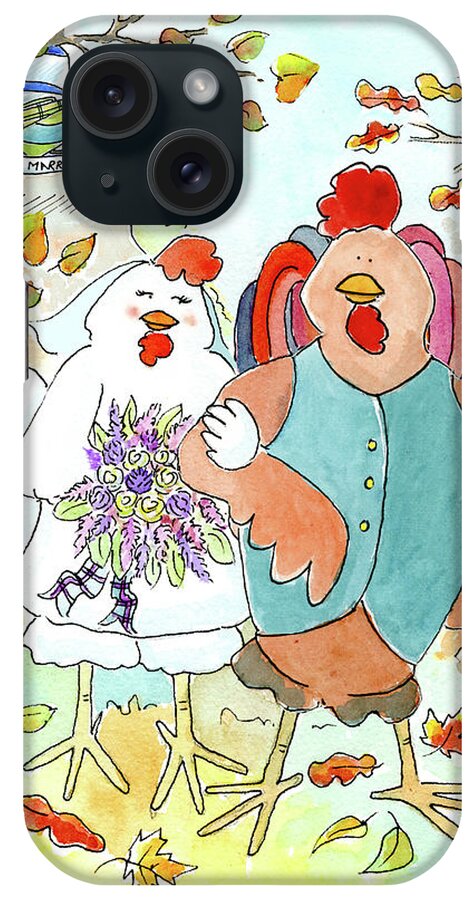 Hen iPhone Case featuring the painting 85m - Hens Wedding by Jennifer Zsolt