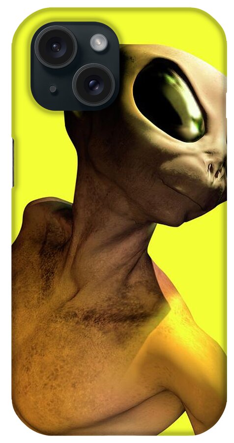 Looking Over Shoulder iPhone Case featuring the digital art Alien, Artwork #9 by Victor Habbick Visions
