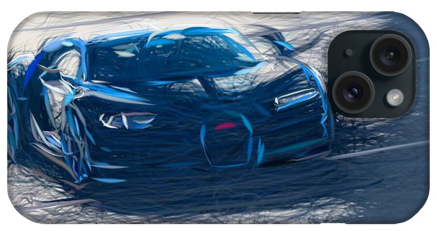 Bugatti iPhone Case featuring the digital art Bugatti Chiron Drawing #10 by CarsToon Concept