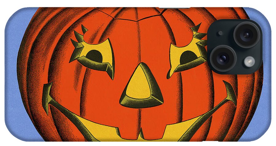 Autumn iPhone Case featuring the drawing Carved Pumpkin #9 by CSA Images