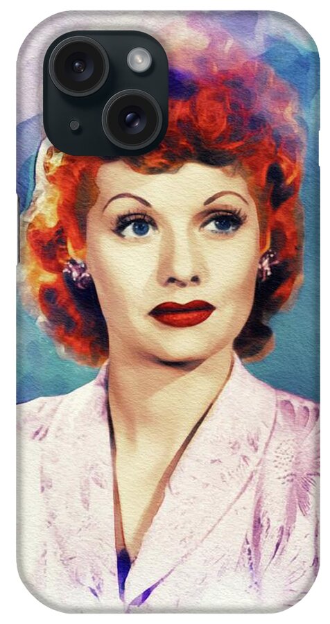 Lucille iPhone Case featuring the painting Lucille Ball, Vintage Actress #9 by Esoterica Art Agency