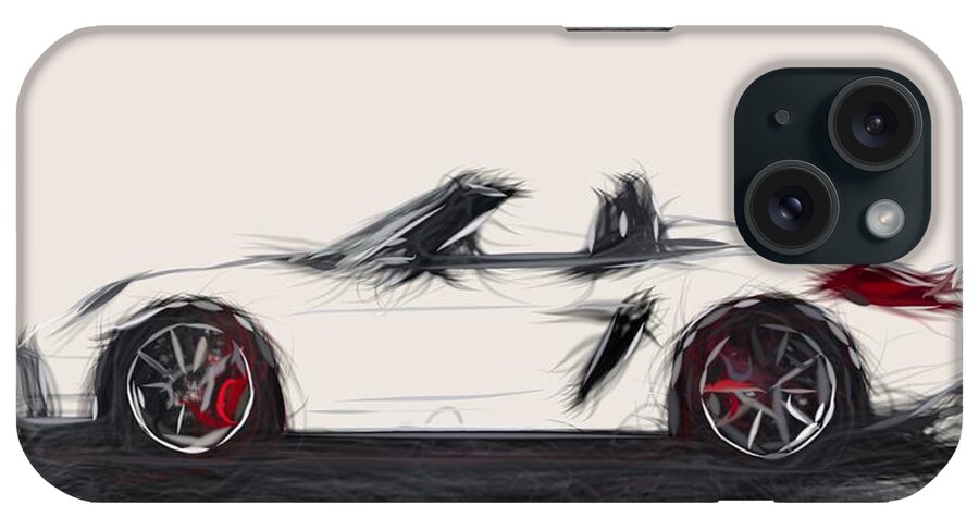 Porsche iPhone Case featuring the digital art Porsche Boxster Spyder Draw #10 by CarsToon Concept