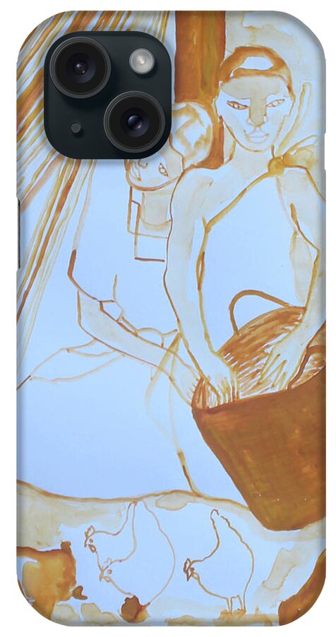 Jesus iPhone Case featuring the painting Kintu and Nambi Kintus Tasks #95 by Gloria Ssali