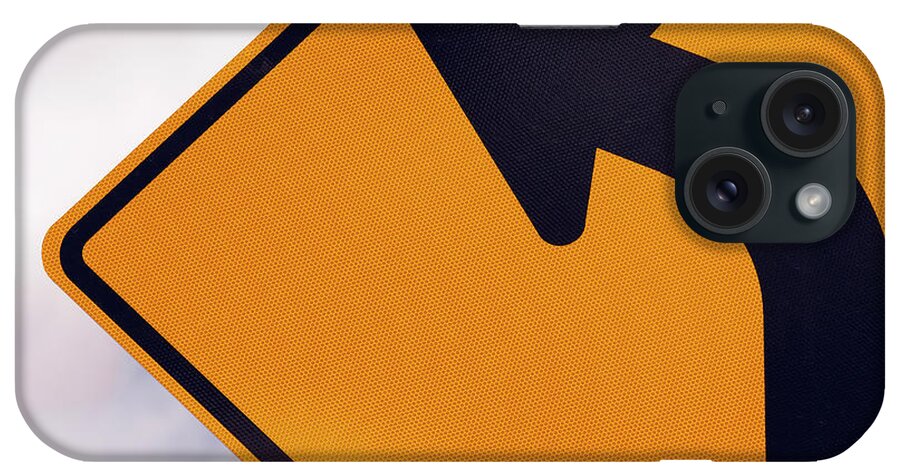 Curve iPhone Case featuring the photograph A Curve Ahead Road Sign Warning by Martin Ruegner