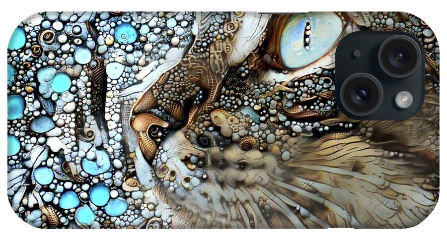 Tabby Cat iPhone Case featuring the digital art A Day at the Beach by Peggy Collins