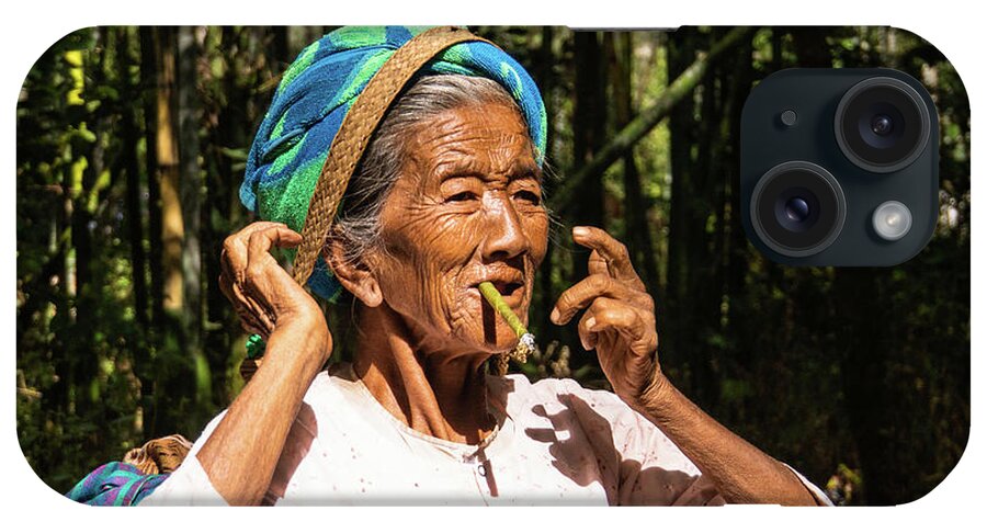 Woman iPhone Case featuring the photograph a delighted elderly Burmese woman by Ann Moore