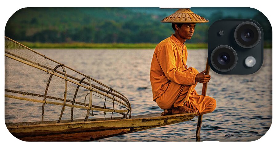Fisherman iPhone Case featuring the photograph A Fisherman Of Inle Lake by Chris Lord