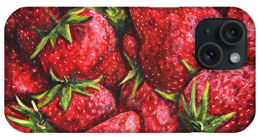 Strawberry iPhone Case featuring the painting A Fresh Summer by Shana Rowe Jackson
