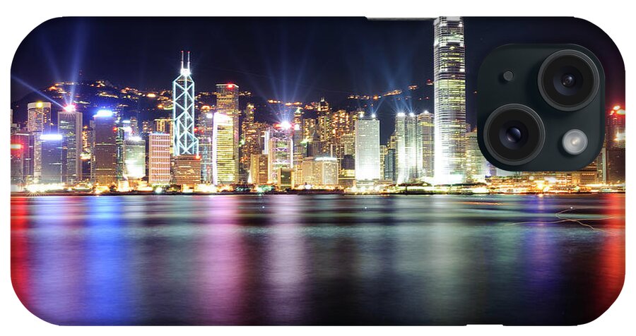 Tranquility iPhone Case featuring the photograph A Night View Of Victoria Harbour by Caleb Li