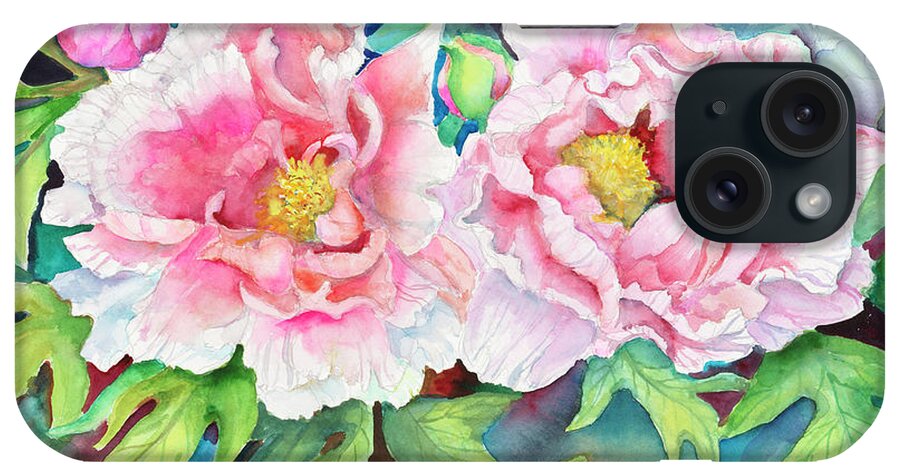 A Pair Of Peonies iPhone Case featuring the painting A Pair Of Peonies by Joanne Porter