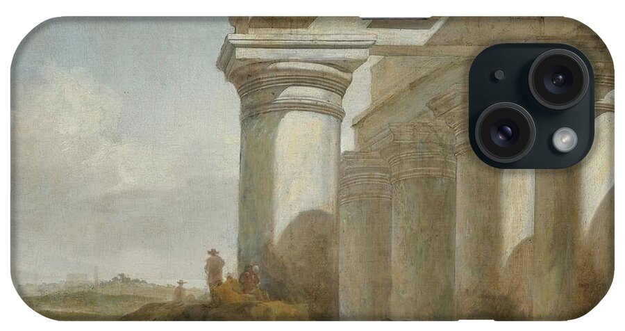 Ruins iPhone Case featuring the painting A Roman Temple With Cattle Herders by Jan Baptist Weenix