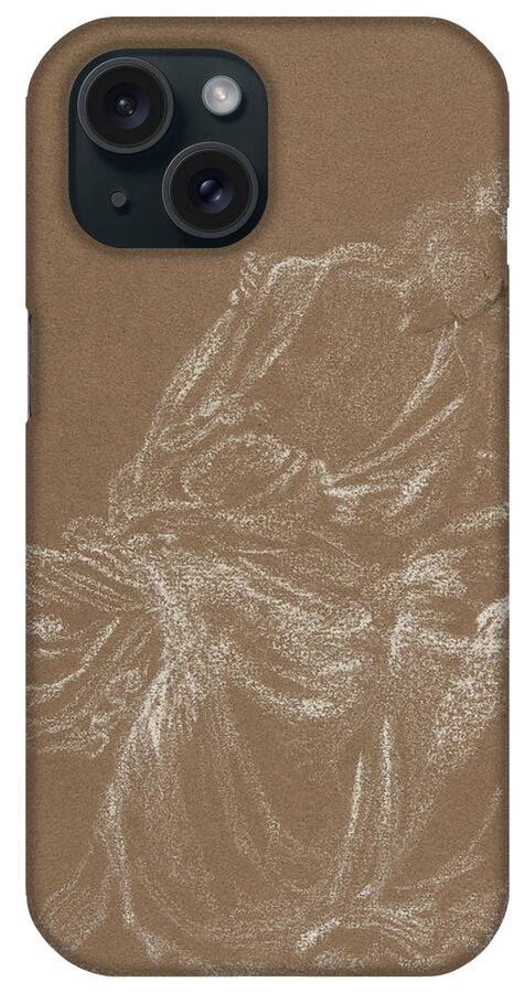 19th Century Art iPhone Case featuring the drawing A Seated Couple, Embracing by Edward Burne-Jones