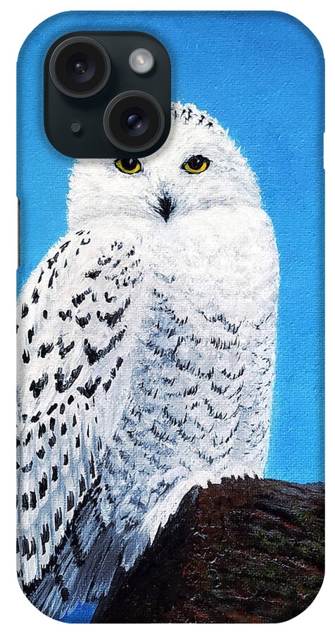 A iPhone Case featuring the painting A Snowy Owl for Magnus by Sarah Irland