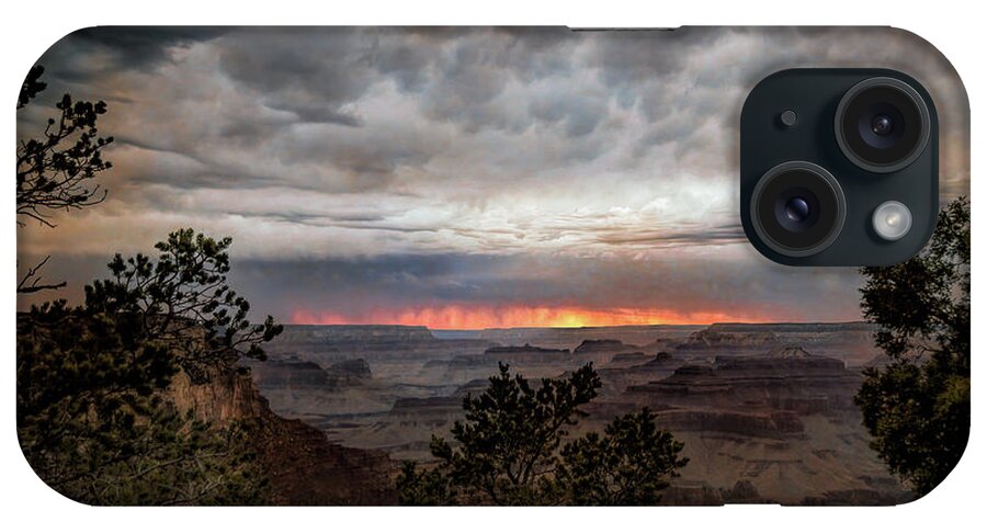 Landscape iPhone Case featuring the photograph A Stormy Sunset at the Canyon by John M Bailey