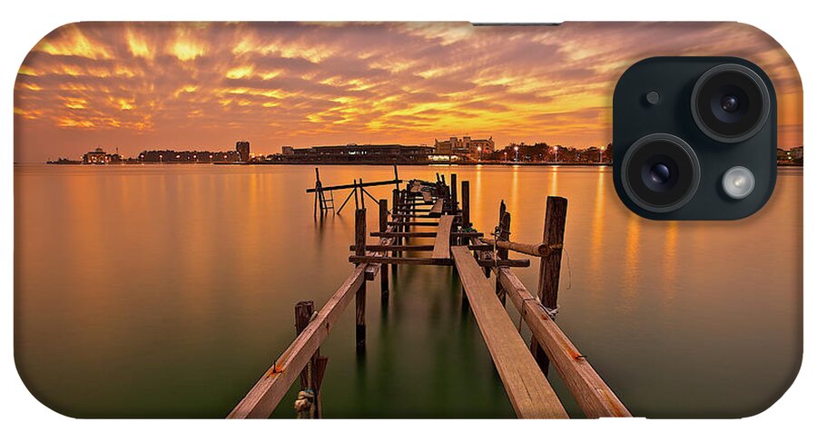 Tranquility iPhone Case featuring the photograph Abandoned Wooden Pier At Dusk by Sunrise@dawn Photography