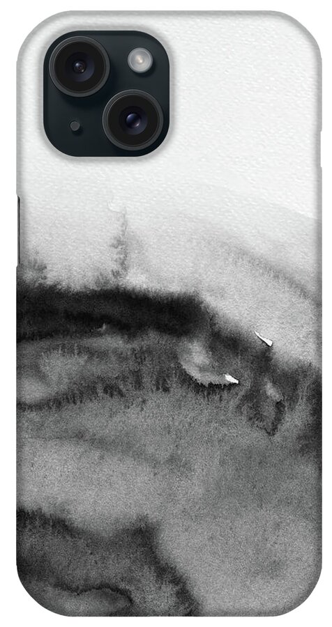 Mountains iPhone Case featuring the painting Abstract Black Watercolor by Naxart Studio