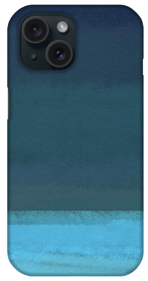 Landscape iPhone Case featuring the painting Abstract Blue Ocean Sunset by Naxart Studio