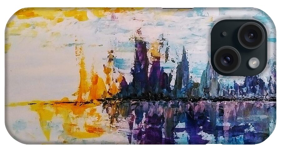 Abstract iPhone Case featuring the painting Abstract Cityscape by Lynne McQueen