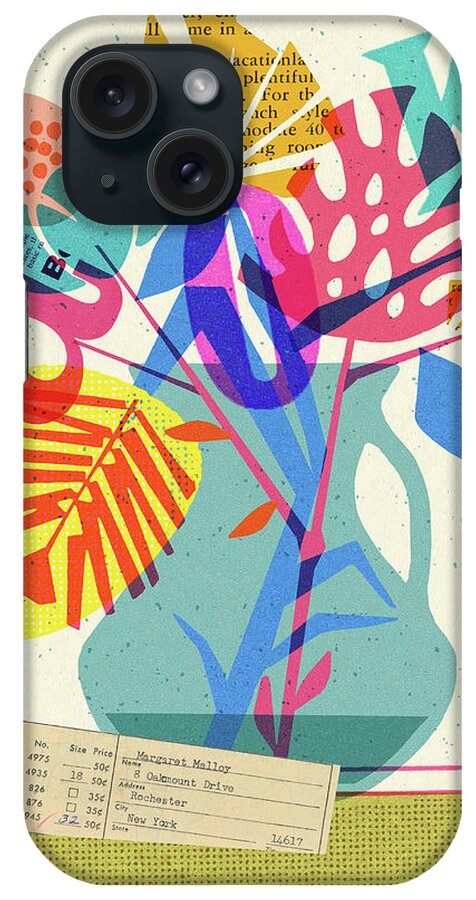 Abstract iPhone Case featuring the drawing Abstract Flower Bouquet Collage by CSA Images