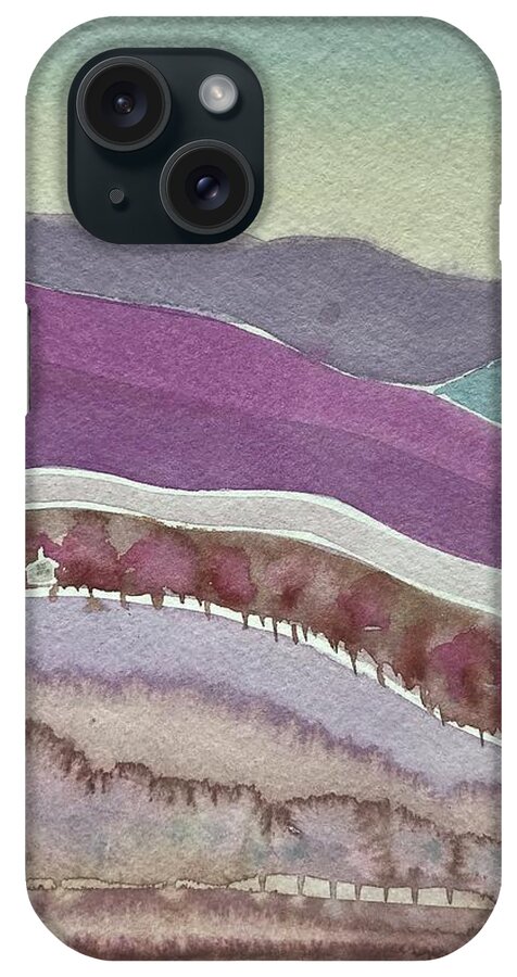 Abstract iPhone Case featuring the painting Abstract moody Purples by Luisa Millicent