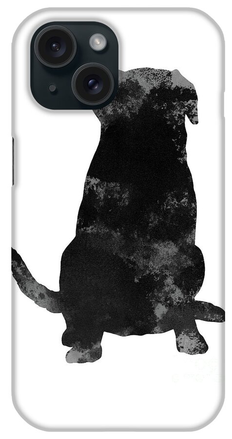 Black Gray Labrador Poster iPhone Case featuring the painting Abstract Print Animal Motive Art Dog Poster Black Gray Labrador Silhouette by Joanna Szmerdt