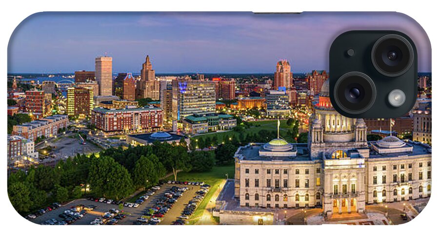 Providence iPhone Case featuring the photograph Aerial panorama of Providence, Rhode Island by Mihai Andritoiu