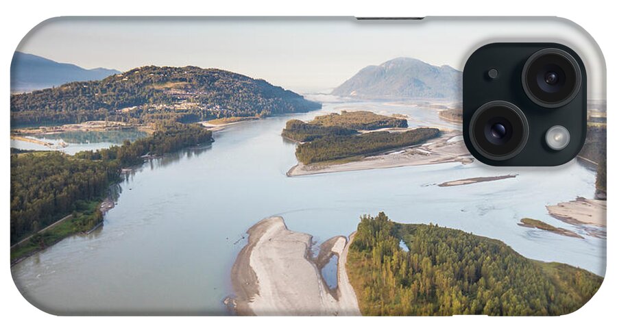 Calm iPhone Case featuring the photograph Aerial View Of Fraser River Near Chilliwack, British Columbia. by Cavan Images