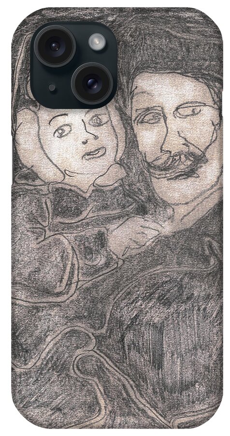 Drawing iPhone Case featuring the drawing After Billy Childish Pencil Drawing 42 by Edgeworth Johnstone