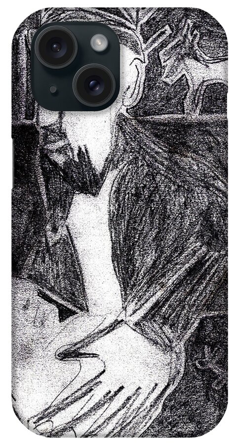 Childish Edgeworth iPhone Case featuring the drawing Heckel's Horse Jr. Pencil Drawing 23 by Edgeworth Johnstone