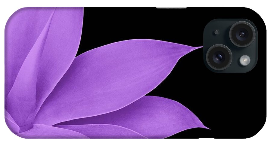 Color iPhone Case featuring the mixed media Agave Finesse #10 - Purple on Black #tropical #decor #art by Anitas and Bellas Art