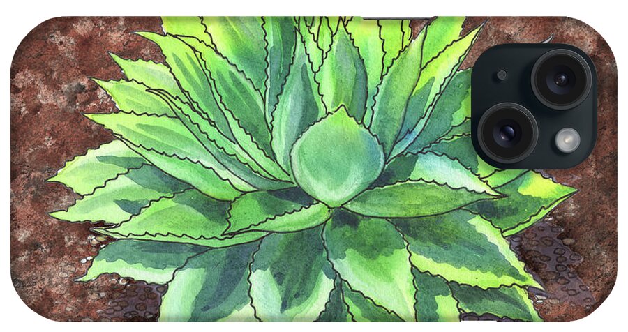 Succulent iPhone Case featuring the painting Agave Ovatifolia Succulent Plant Garden Watercolor by Irina Sztukowski